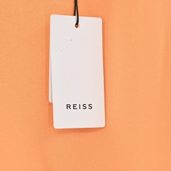 NEW REISS Womens Orange Chey Cut Out Jumpsuit High Waist Wide Leg Pleated Size 8 - Picture 6 of 11